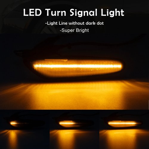 AUYICH LED Side Marker Turn Signal Lights Compatible with 1/3/5 Series, X1, X3, for E60/E61,E81/E87,E82/E88,E83/X3,E84/X1,E90/E91,E92/E93, Driver Passenger Side Indicator Light (Amber Light,Smoked)