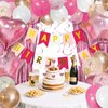Pink Happy Birthday Decorations Set with Happy Birthday Banner and Confetti Balloons,Glitter Fringe Curtains,Star and Heart Birthday Balloons，Hanging Swirls for Women Party Supplies