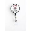 LPN Heart Stethoscope - Retractable Badge Reel with Swivel Clip and Extra-Long 34 inch Cord - Badge Holder