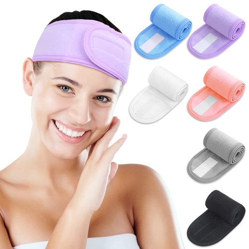 Sublaga Hairband, Spa Headband Hair Wrap - 6pcs colorful, Soft and Skin-friendly Material, Wide Applications, One Size Fits Most, For Face Wash, Makeup, Shower, Personal Use or Spa Business