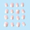 Ombre Press on Nails Short Square Fake Nails Nude White Gradient False Nails Full Cover Acrylic Glue on Nails French Artificial Stick on Nails for Women Girls Manicure Decoration 24Pcs