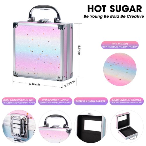 Hot Sugar Girls Makeup Kit Age 4-6 7-8 10-12, Little Girl Makeup Set, Makeup Kit for Teenagers 13-15 Includes Eyeshadow Lip Gloss Blush Highlighter Bronzer Brush (RAINBOW)