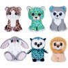 My OLi 5" Plush Toys Set Stuffed Animals Bundle of Cute Animals Toys Lion/Rabbit Bunny/Leopard/Cat/Husky Dog/Owl Plush Animals Pack of 6 for Babies Kids Girls Boys