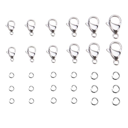 210pcs 304 Stainless Steel Lobster Clasps Claw Clasps and Open Jump Rings for Bracelet Necklace Jewelry Making Findings