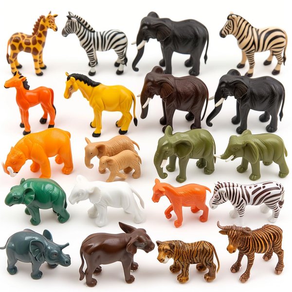 Animal Building Blocks Toy Set 25 PCS Random Style, Plastic Animals Figures Toys for Toddlers, Juggle Animals Play Set Party Favor Birthday Educational Reward Fits Boys and Girls