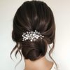 Asooll Pearl Bride Wedding Hair Comb Silver Rhinestone Bridal Side Combs Star Hair Accessories for Bride and Bridesmaid