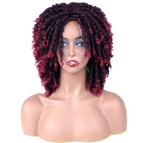 YADIRF Black Women Men Short Dreadlock Wig Synthetic Wigs Afro Curly Wig For Daily Party Use (Win...
