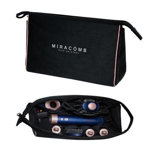 MIRACOMB Multi-Purpose Velvet Storage Bag - Spacious Hair Tool Organizer & Travel Case, Compatible with Hypersonic BLDC X-Styler, Dyson Airwrap & Shark FlexStyle - Dual Use, Sleek Black Design for All