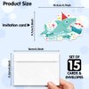 RZHV 15 Pack Blue Shark and Birthday Cake Shaped Fill-In Invitations Cards With Envelopes for Boys & Girls Adults, Funny Baby Shower Party Birthday Party Invite (Baby Shower)