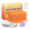 YOSEGOOTER Turmeric Kojic Acid Soap Bars - Face&Body Dark Spots Remover, Natural and Organic Ingredients Skin Care Body Wash Pads, 2 PACKS With Soap Dish Face Scrubber