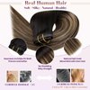 LaaVoo Seamless Clip in Hair Extensions Black Ombre Seamless Clip in Hair Extensions Real Human Hair Natural Black To Brown Balayage Caramel Blonde PU Clip in Hair Extensions 16 Inch 110g 7pcs