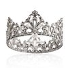 YADIRF Alloy King Queen Royal Full Round Crown Wedding Tiara Headbands Princess Crowns For Pageant Party Hair Accessories (Silver)