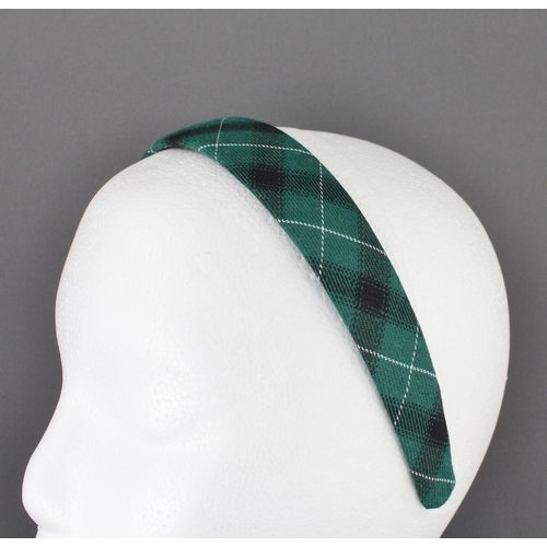 Fashion Accessories Now green black white plaid headband 1 1/8 inches wide tartan fabric covered hair band plaid headband