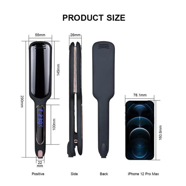 Hair Straightener, Ceramic Coated Panel, 2 in 1 Hair Straightener & Curler, Anti-Wind/Power Cable, Many Temperature Control, Smart Power Outage, Free Heat Resistant Glove, Comb