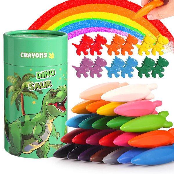 DreamCandy Rocket and Dinosaur-Shaped Crayons,36PCS Non Toxic Washable Toddler Crayons for Kids and Toddlers,Art Supplies Drawing Coloring Crayon Set,Gift for Boys and Girls,Back to School