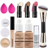 PHOERA Foundation,3 PCS Contour Stick Makeup Kit, Shades with Highlighter Stick, Blush Stick and Bronzer Contour Stick for Sculpt the Cheeks (104+105+Light-Medium Contour/Buff Beige+Sand+#02,#10,#12)