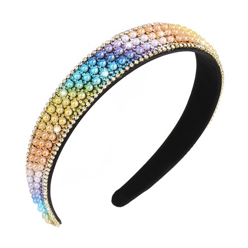 Amariver Rhinestone Headband Colorful Pearl Headband Sparkly Headbands for Women Crystal Bling Hair Band Glitter Head Band Fashion Hair Accessories for Women Girls