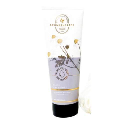 Bath & Body Works Aromatherapy Black Chamomile - 2 Pack Of Body Wash With Shower Sponge