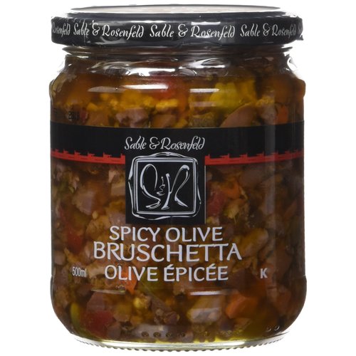 Spicy Olive Bruschetta - Gluten-Free Kalamata Olive Sandwich Spread with Peppers and Olive Oil for Muffuletta, Sandwiches, Dips, Crackers, Salads, & Appetizers - Sable & Rosenfeld - 16 Ounce