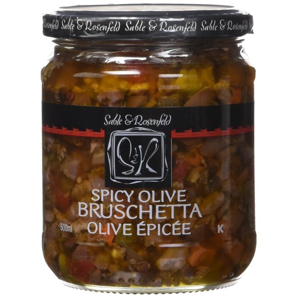 Spicy Olive Bruschetta - Gluten-Free Kalamata Olive Sandwich Spread with Peppers and Olive Oil for Muffuletta, Sandwiches, Dips, Crackers, Salads, & Appetizers - Sable & Rosenfeld - 16 Ounce