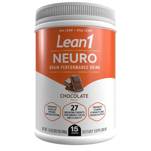 Lean1 Neuro Chocolate, Mental Energy Drink, 15 Serving tub by Nutrition53