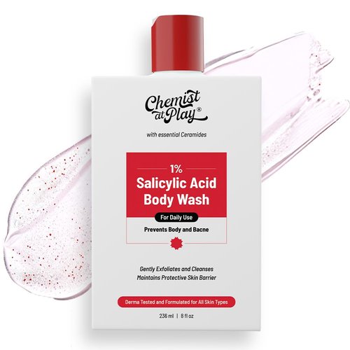 Chemist at Play 1% Salicylic Acid Body Wash Helps Prevent Back & Body Acne Smoothens Bumpy Texture | For Sweaty Oily Normal And Dry Skin | Paraben And SLS Free Suitable For Men And Women (7.9 Ounce)