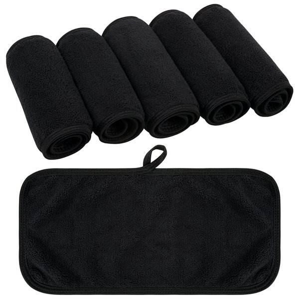 KinHwa Reusable Makeup Remover Cloths Soft Microfiber Face Cleansing Cloth Magically Remove Cosmetics Only with Water (6, black)