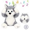 Hopearl Peek A Boo Husky Interactive Repeats What You Say Plush Dog Toy Musical Singing Talking Stuffed Animal Adorable Electric Animate Birthday Festival, Gray, 11.5''