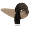Full Shine Tape in Hair Extensions Human Hair 12 Inch Hair Extensions Real Human Hair Color 1B/18 Black Blonde Hair Extensions Tape in Extensions 20PCS Invisible Tape in Hair Extensions 30g