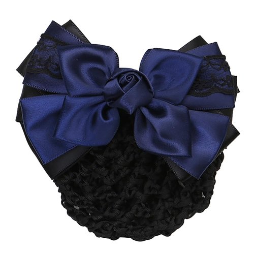 Bowknot Hair Bun Cover Hair Snood Net Mesh Bow Barrette Bowknot Decor Hair Clip for Stewardess Ba...