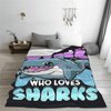 Just A Girl Who Loves Sharks Blanket Cute Shark Decor Throw Blanket Gifts for Girls Boys Shark Lover Super Warm Soft Plush Lightweight Fleece Flannel Bedding Blanket for Kids Adult Men Women 50"X40"