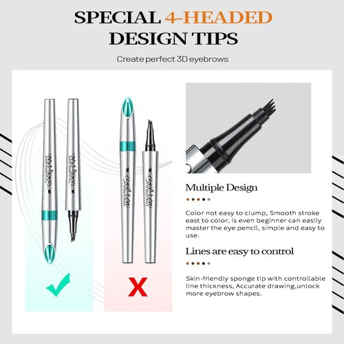 Eyebrow Pencil Eyebrow Microblading Pen Eyebrow Pen Micro 4 Point Brow Pen Lift & Snatch Eyebrow Microblading Pen Long-Lasting Waterproof Natural Eyebrow Pen Eyebrow Hair Light Brown