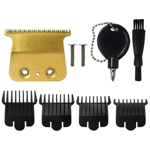 Feuaue New 707Z Replacement Blade Compatible for BaBylissPRO FX787G FX787BN FX787RG FX787S, DLC Replacement Blades with 4 Guards Set Compatible for BaByliss Trimmer Blades - Gold