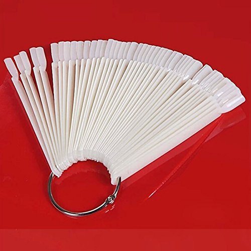 HuaYang 50 Tips Fan-shaped Nail Art Display Chart Polish Practice Board(White)
