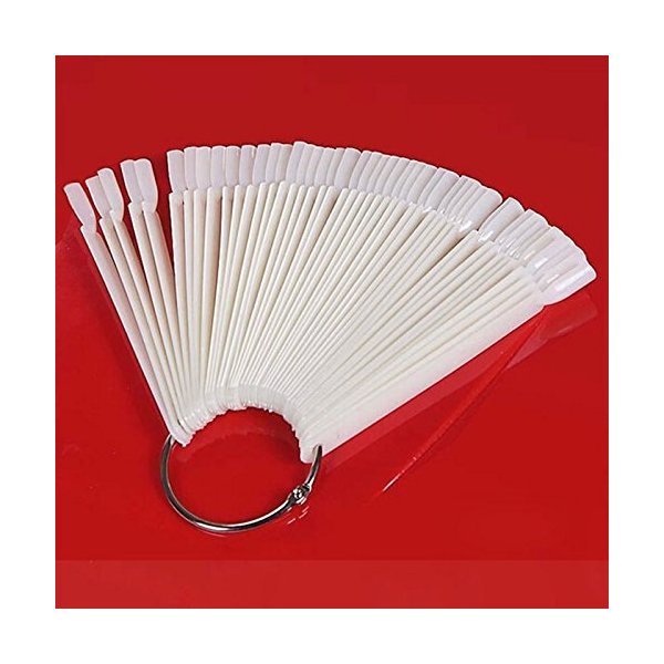 HuaYang 50 Tips Fan-shaped Nail Art Display Chart Polish Practice Board(White)