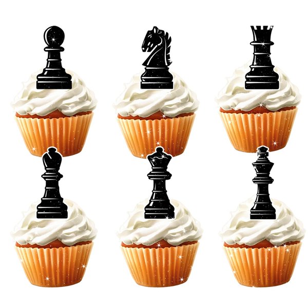18pcs Chess Cupcake Toppers for Boys Girls Chess Club Happy Birthday Chess Party Decorations Checkerboard Party Supplies Chess Birthday Cake Decorations
