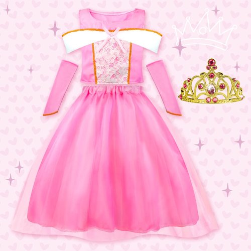 Meland Princess Dress Up - Princess Dresses for Girls with Princess Toys, Dress Up Clothes for Little Girls Pretend Play