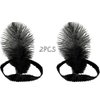 XKTEI 2pcs Feather Headdress,Sequins Headband,1920s Flapper Headpiece,Carnival Party Headwear,Costume for Gatsby Theme Party,Mardi Gras Feather Headband (Black-1)
