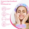 CAVETEE Spa Headband With Sleep Eye Mask Set, Spa Party Decorations Bubble Headband Thick Sponge Headband with Strong Water Absorption for Makeup Removal Skincare Shower (Tie Dyed)