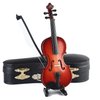 Dselvgvu Wooden Miniature Violin with Stand, Bow and Case Mini Musical Instrument Replica Dollhouse Accessories Model Home Decoration (5.63"x2.05"x0.75")