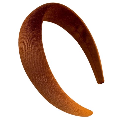 Firecolor Chic Wide Padded Headband Alice Velvet Headbands Puffy Sponge Thick Hairbands Vintage Hair bands for Women girls Trendy and Cute solid color headbands (Golden brown)