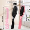 Giantree 2Pcs Wig Brush for Synthetic Wigs with Comb, Stainless Steel Bristle Wig Hair Brush Professional Synthetic Hair Brush for Thick Curly Thin Long Short Wet or Dry Hair Extension Brush for Women