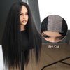 Civrie 30 inch long Kinky Straight Wig Wear and Go Glueless Wigs Pre Plucked Pre Cut Yaki Synthetic Wigs for Black Women Soft Natural Black
