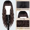 MINLEE Long Brown Wavy Wig for Women 26 Inch Wigs with Bangs Natural Looking, Synthetic Heat Resistant Fiber Wig for Daily Party Use (Brown Mix Blonde)