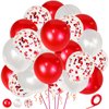 Pearl Red White Latex Balloons 12 Inch Red Confetti Balloon for Birthday Wedding christmas Bridal Baby Shower Decorations.50Pcs.