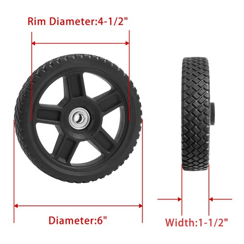 Parts Camp Wheel kits 6 inch Wheels for Push Mower(Set of 2)