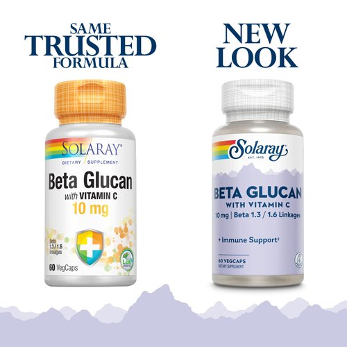 Solaray Beta Glucan with Vitamin C 10 mg | from Bakers Yeast | Healthy Immune System Function Support | 60 VegCaps