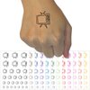 Retro TV Television Temporary Tattoo Water Resistant Fake Body Art Set Collection - Yellow (One Sheet)