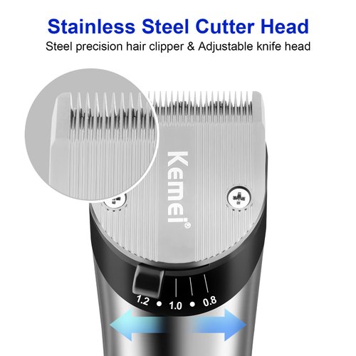 KEMEI Silver Hair Clippers for Men，Cordless Clipper Professional Barber Clippers，USB Rechargeable Wireless Haircut Clippers km-2481