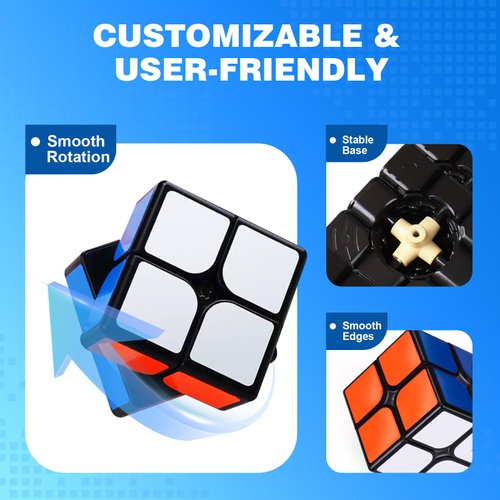 AuntyFey 7 Pack Speed Cube Set, Magic Cube Set Includes Speed Cube 2x2, 3x3, 4x4 Speed Cube, Pyramid Triangle Speed Cube, Speed Cube for Kids Toddlers Adults, Puzzle Cube Set for Kid